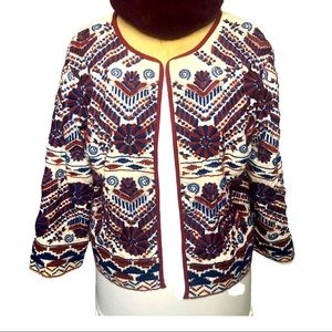 Anthropologie Greenwich Embroidered Jacket / Size M.